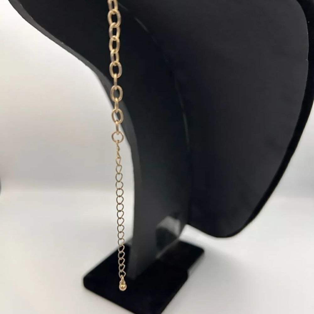 Vtg. Gold Tone Chain Charming Charlie  Tear Drop Acrylic Beads Necklace - Picture 8 of 9
